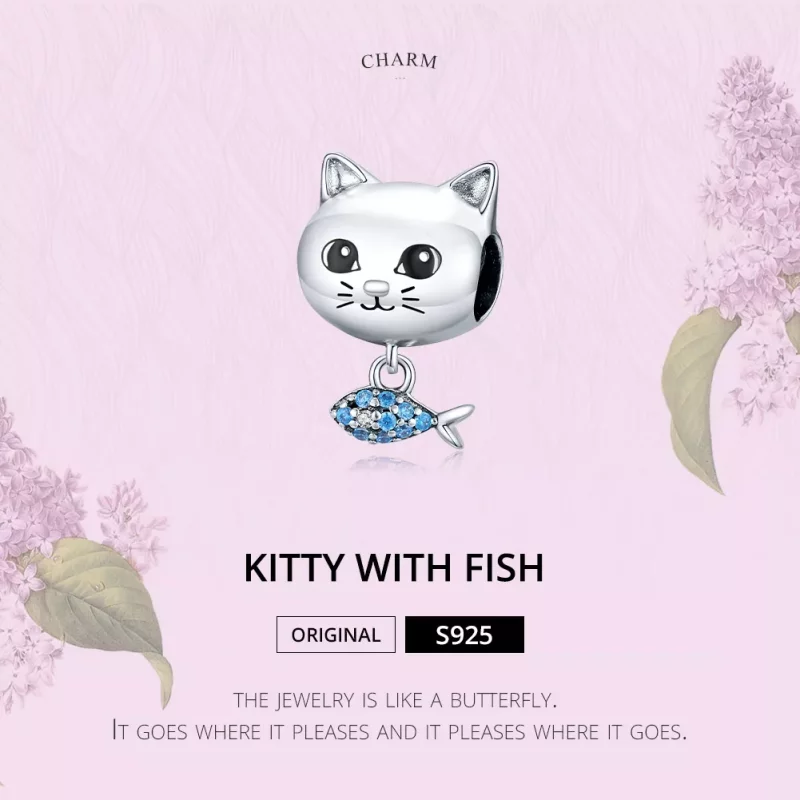 (afbeelding voor) Pandora Style Kitty Met Vis Bedel - BSC226 - Bekijken 6