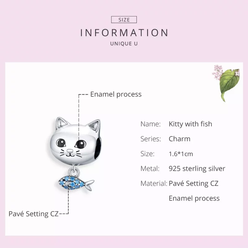 (afbeelding voor) Pandora Style Kitty Met Vis Bedel - BSC226 - Bekijken 7
