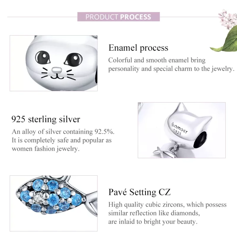 (afbeelding voor) Pandora Style Kitty Met Vis Bedel - BSC226 - Bekijken 8