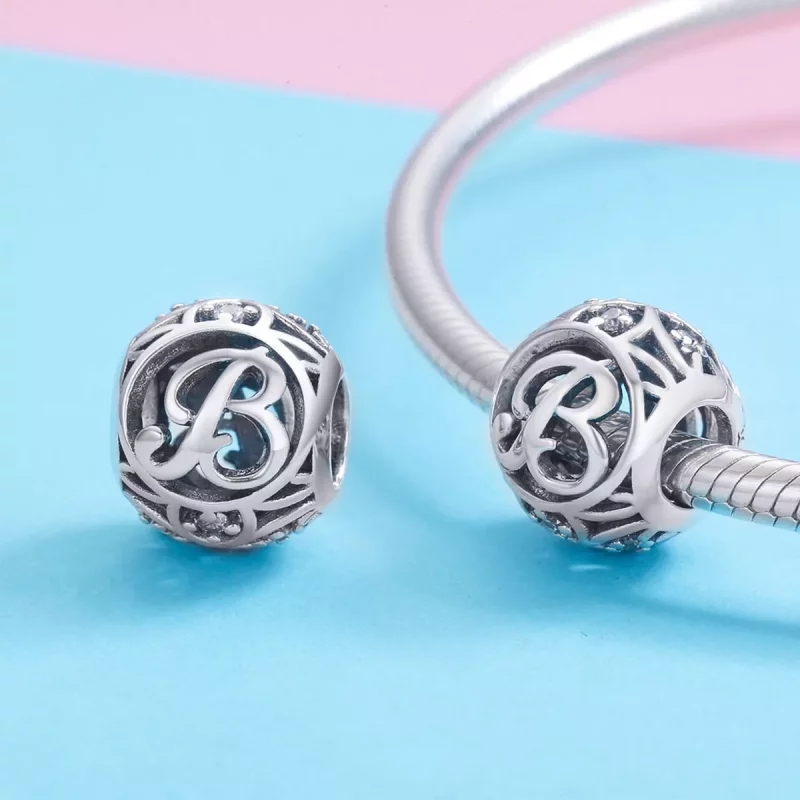 (afbeelding voor) Pandora Style Letter-B Bedel - SCC738-B - Bekijken 3