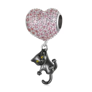 (afbeelding voor) Pandora Style Liefdesballon Zwarte Kat Bedel - SCC2115
