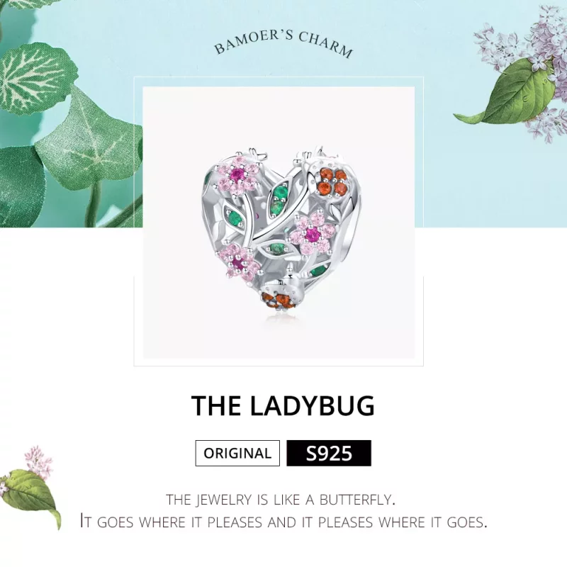 (afbeelding voor) Pandora Style Lieveheersbeestje & Bloemen Bedel - BSC117 - Bekijken 5