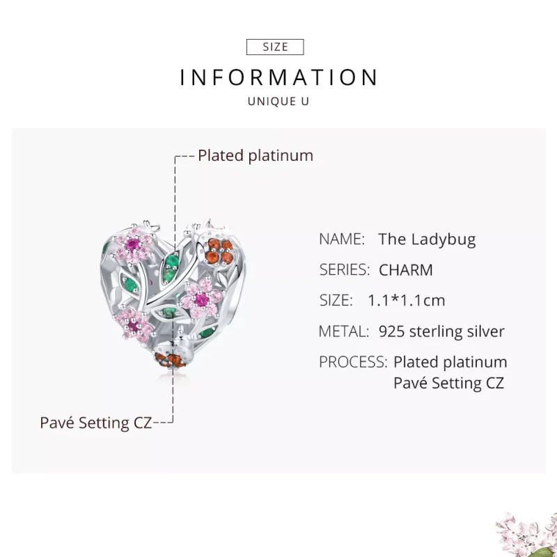 (afbeelding voor) Pandora Style Lieveheersbeestje & Bloemen Bedel - BSC117 - Bekijken 6