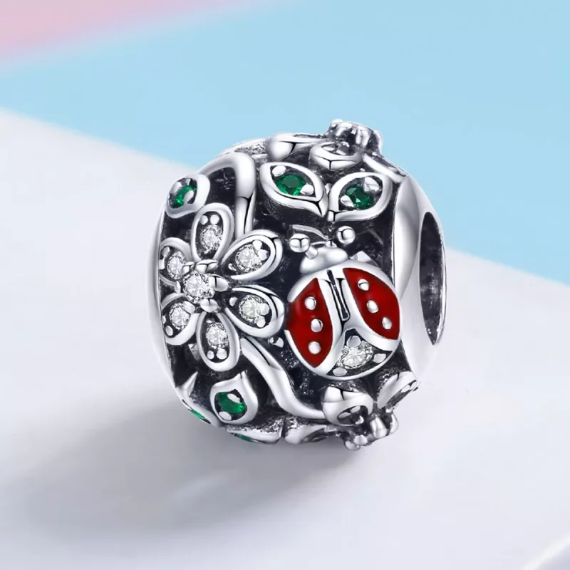 (afbeelding voor) Pandora Style Lieveheersbeestjes en bloemen Bedel - SCC926 - Bekijken 2