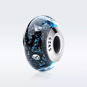 Pandora Style Midnight Bubbling met Murano-glas met schroefdraad Bedel - SCZ028 (afbeelding voor) Pandora Style Midnight Bubbling met Murano-glas met schroefdraad Bedel - SCZ028