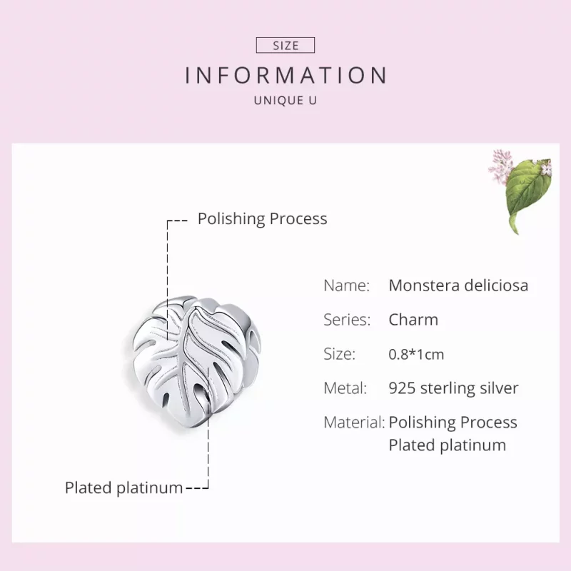 (afbeelding voor) Pandora Style Monstera Deliciosa Bedel - BSC141 - Bekijken 7