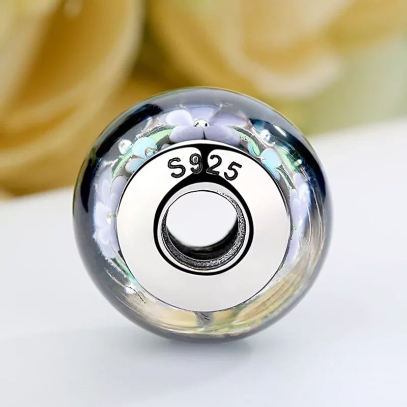 (afbeelding voor) Pandora Style Paarse bloemen Murano Glas Bedel - SCZ009 - Bekijken 5