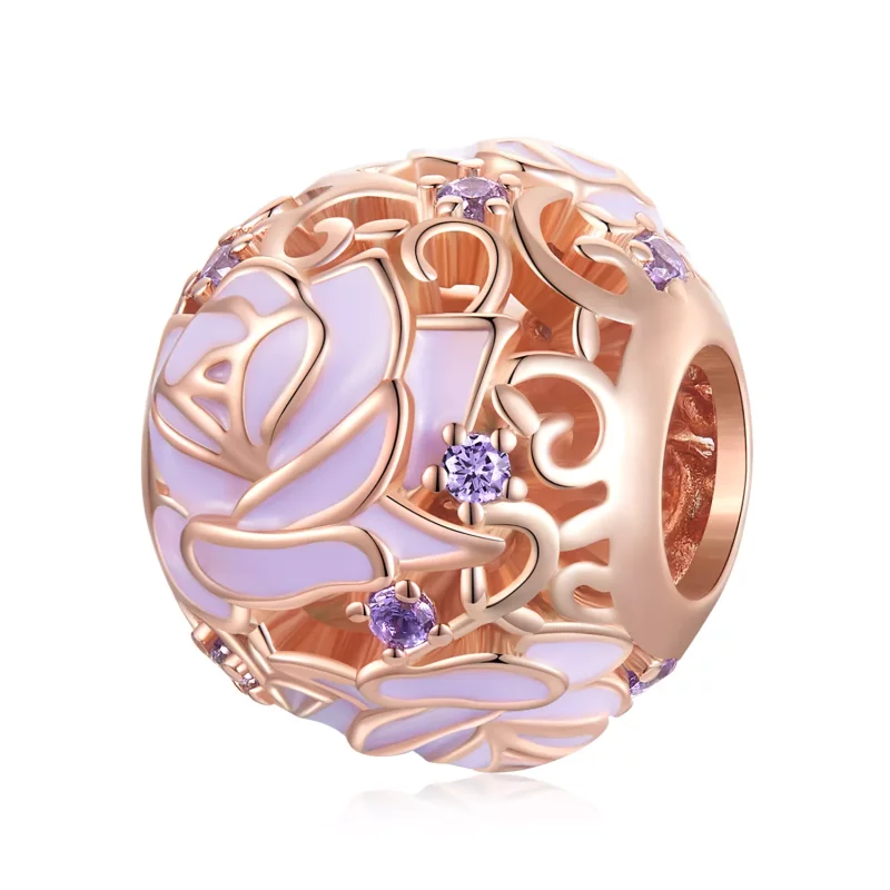 (afbeelding voor) Pandora Style Paarse Roos Bedel - BSC644