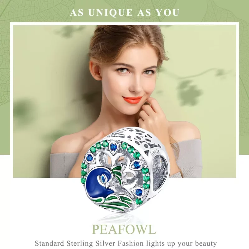 (afbeelding voor) Pandora Style pauw Bedel - BSC037 - Bekijken 6