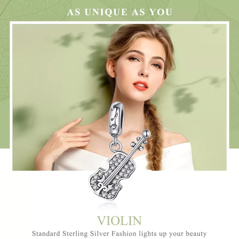 (afbeelding voor) Pandora Style Pavé Viool Hangende Bedel - SCC1078 - Bekijken 2