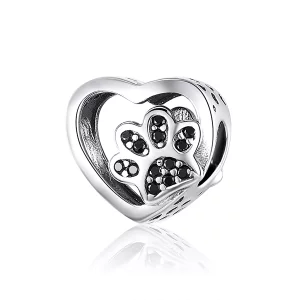(afbeelding voor) Pandora Style Pootafdruk van huisdieren Bedel - SCC1191-BK