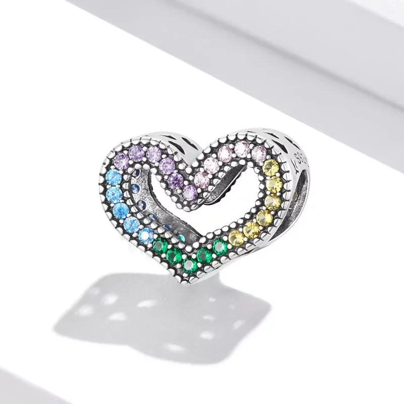 (afbeelding voor) Pandora Style Regenboog Hart Bedel - SCC2137 - Bekijken 2