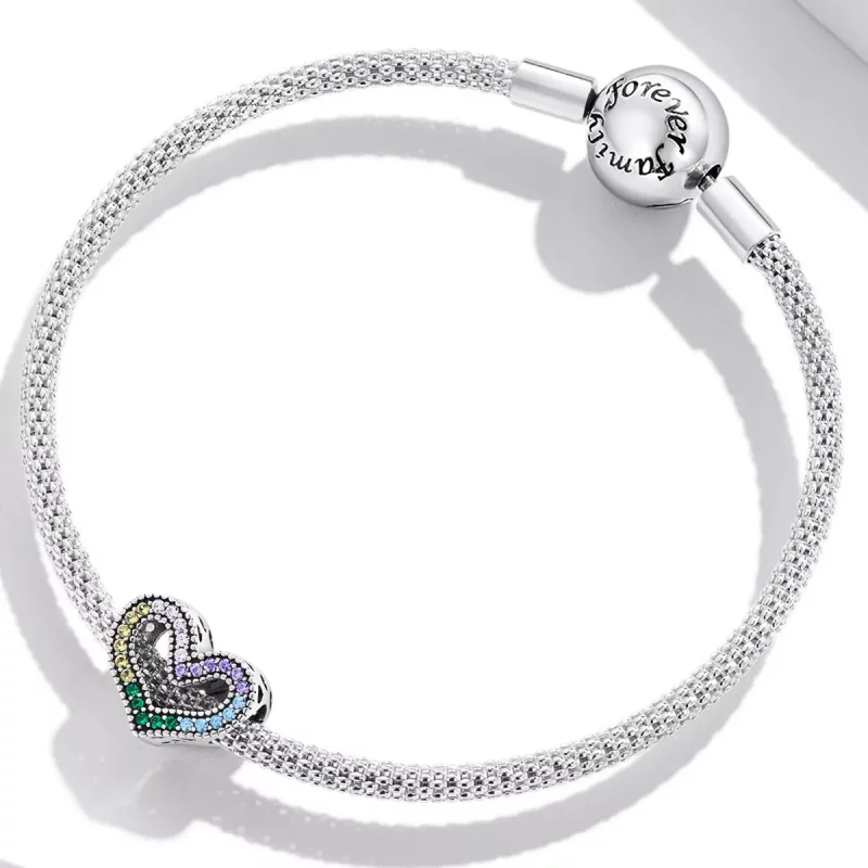 (afbeelding voor) Pandora Style Regenboog Hart Bedel - SCC2137 - Bekijken 3
