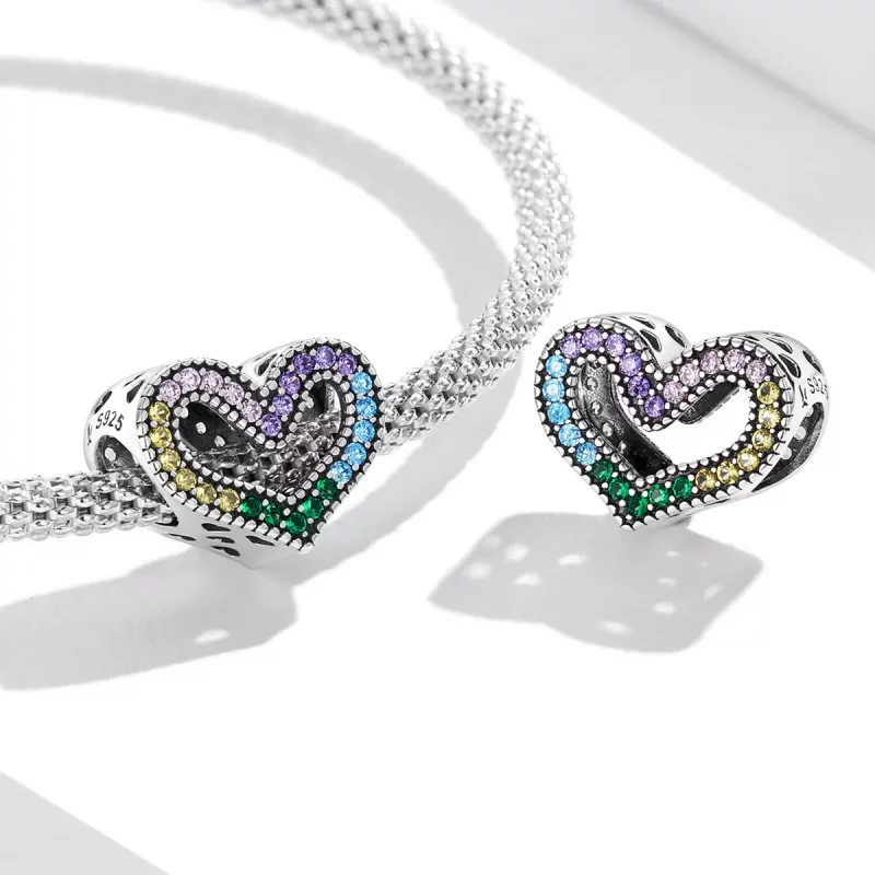 (afbeelding voor) Pandora Style Regenboog Hart Bedel - SCC2137 - Bekijken 4