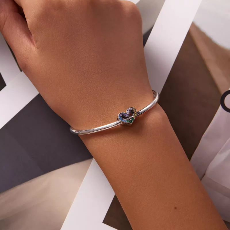 (afbeelding voor) Pandora Style Regenboog Hart Bedel - SCC2137 - Bekijken 5