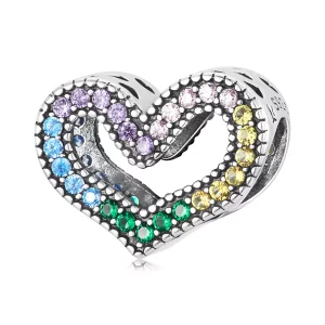 (afbeelding voor) Pandora Style Regenboog Hart Bedel - SCC2137