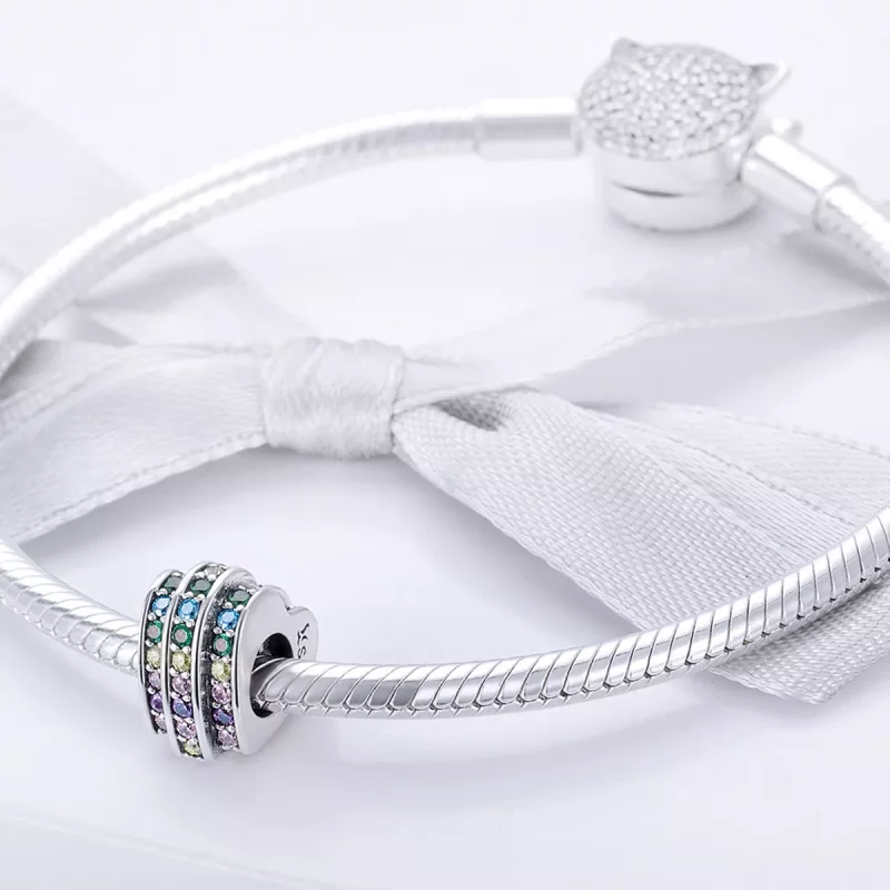 (afbeelding voor) Pandora Style Regenboog Hart Bedel - SCC725 - Bekijken 3