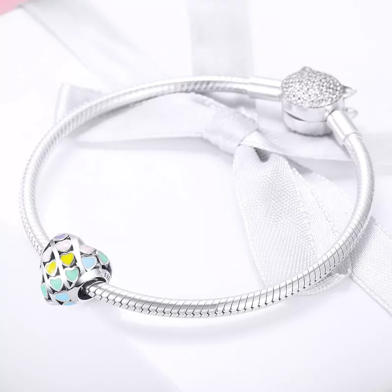 (afbeelding voor) Pandora Style Regenboog Hart Bedel - SCC902 - Bekijken 3