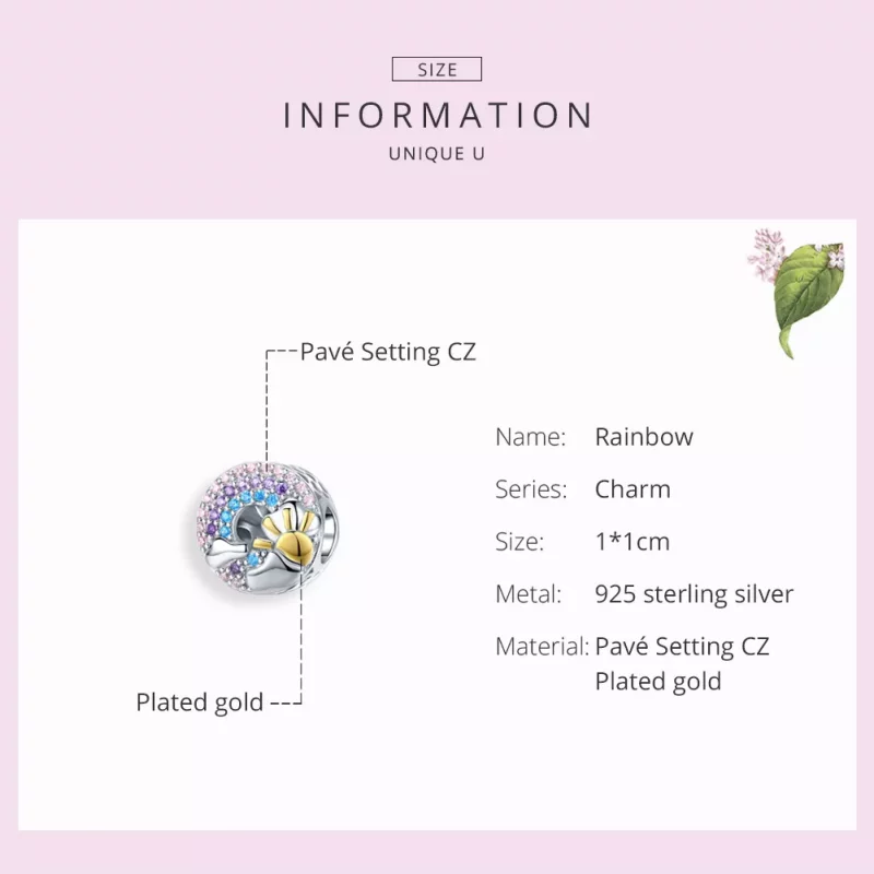 (afbeelding voor) Pandora Style Regenboog & Zon Bedel - SCC1255 - Bekijken 3