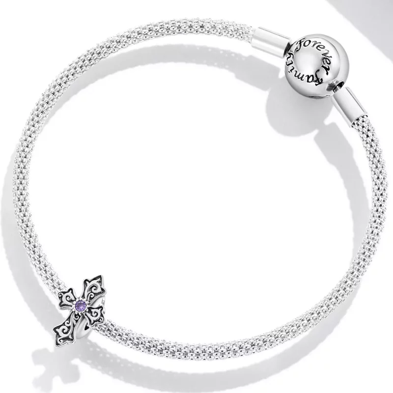 (afbeelding voor) Pandora Style Retro Patroon Kruis Bedel - BSC583 - Bekijken 3