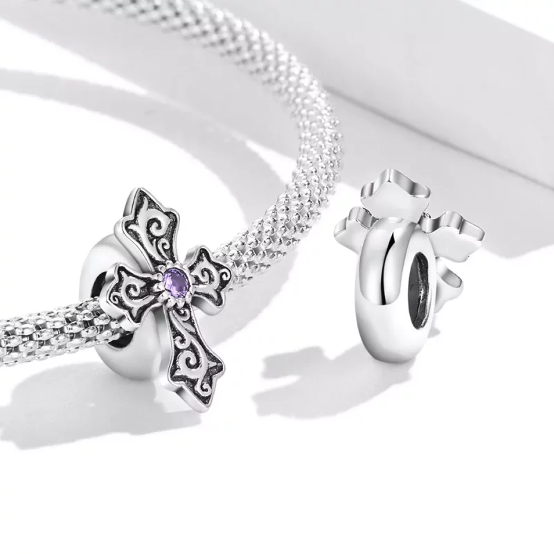 (afbeelding voor) Pandora Style Retro Patroon Kruis Bedel - BSC583 - Bekijken 4