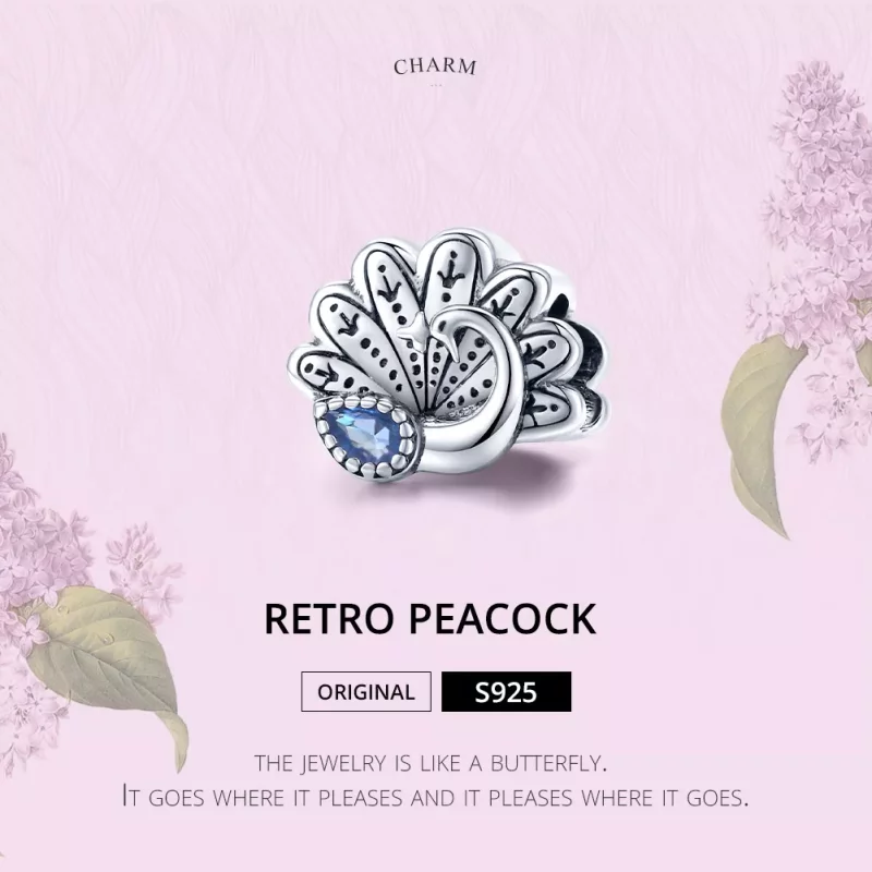 (afbeelding voor) Pandora Style Retro pauw Bedel - SCC1558 - Bekijken 6