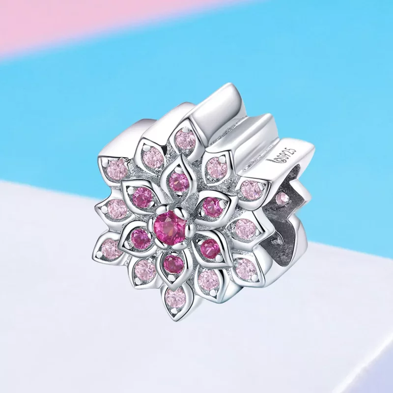 (afbeelding voor) Pandora Style Rode Lotus Bedel - BSC038 - Bekijken 2