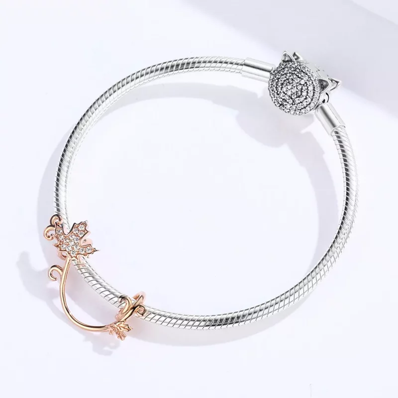 (afbeelding voor) Pandora Style Rose Slient Bladeren Bedel - SCC1254 - Bekijken 3