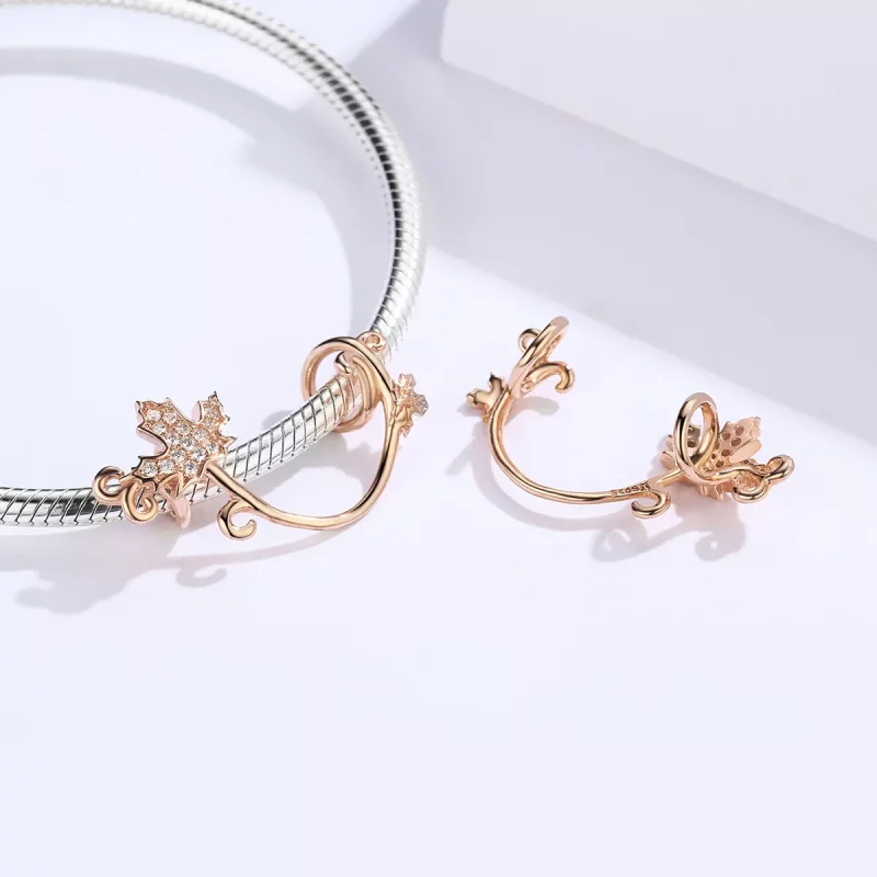 (afbeelding voor) Pandora Style Rose Slient Bladeren Bedel - SCC1254 - Bekijken 4