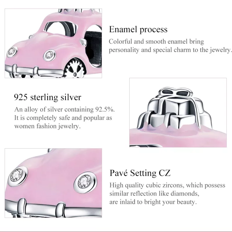 (afbeelding voor) Pandora Style Roze auto Bedel - SCC1738 - Bekijken 7