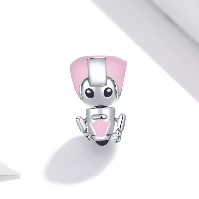 (afbeelding voor) Pandora Style Roze Baby Robot Bedel - SCC1774 - Bekijken 2