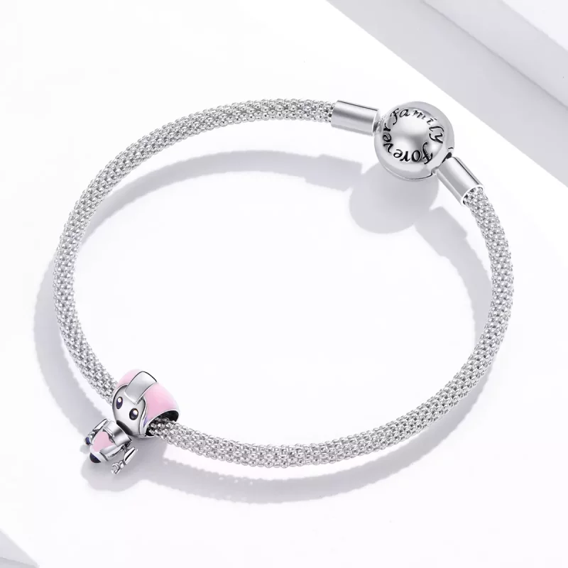 (afbeelding voor) Pandora Style Roze Baby Robot Bedel - SCC1774 - Bekijken 3
