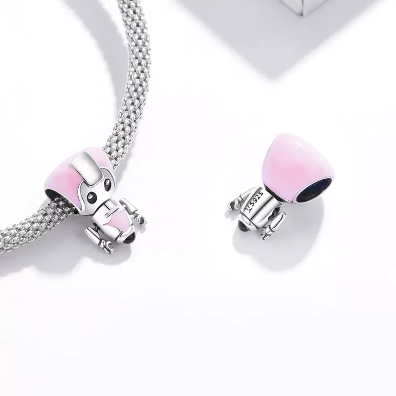 (afbeelding voor) Pandora Style Roze Baby Robot Bedel - SCC1774 - Bekijken 4
