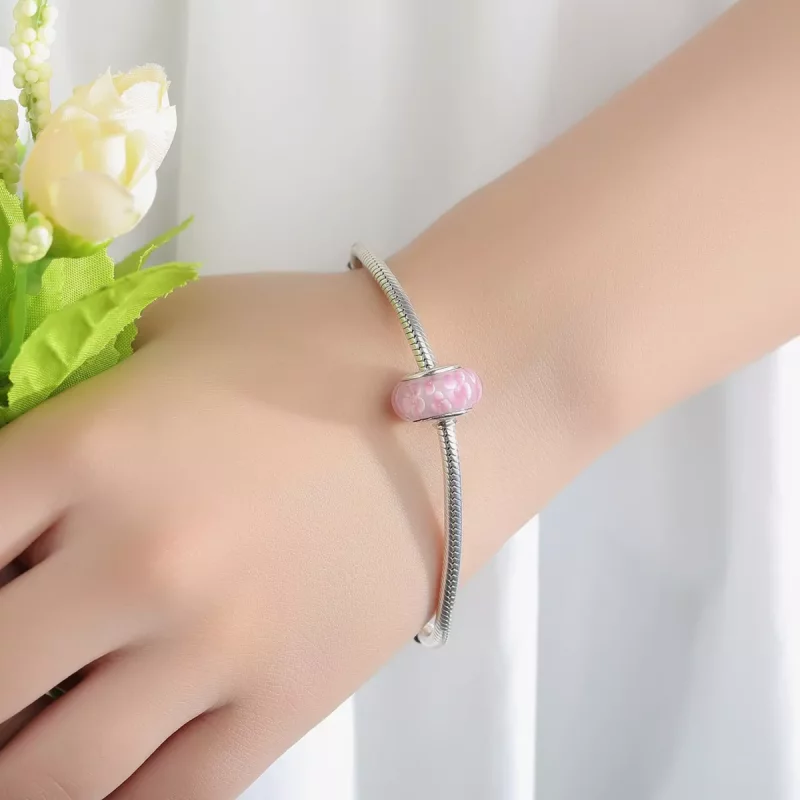 (afbeelding voor) Pandora Style Roze Bloemen Murano Glas Bedel - SCZ008 - Bekijken 6