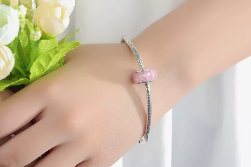 (afbeelding voor) Pandora Style Roze Bloemen Murano Glas Bedel - SCZ008 - Bekijken 10