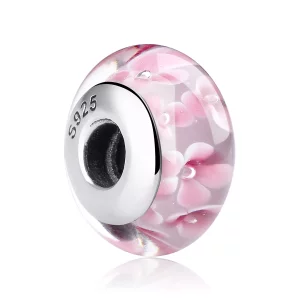 Pandora Style Roze Bloemen Murano Glas Bedel - SCZ008 (afbeelding voor) Pandora Style Roze Bloemen Murano Glas Bedel - SCZ008