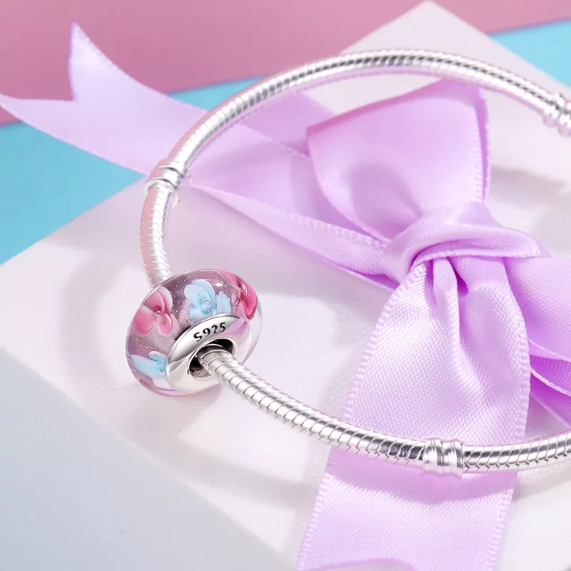 (afbeelding voor) Pandora Style Roze Bloemen Murano Glas Bedel - SCZ056 - Bekijken 5