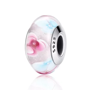 Pandora Style Roze Bloemen Murano Glas Bedel - SCZ056 (afbeelding voor) Pandora Style Roze Bloemen Murano Glas Bedel - SCZ056