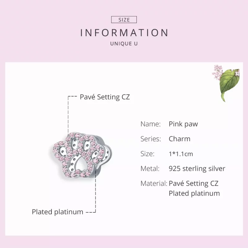 (afbeelding voor) Pandora Style roze poot Bedel - BSC164 - Bekijken 7