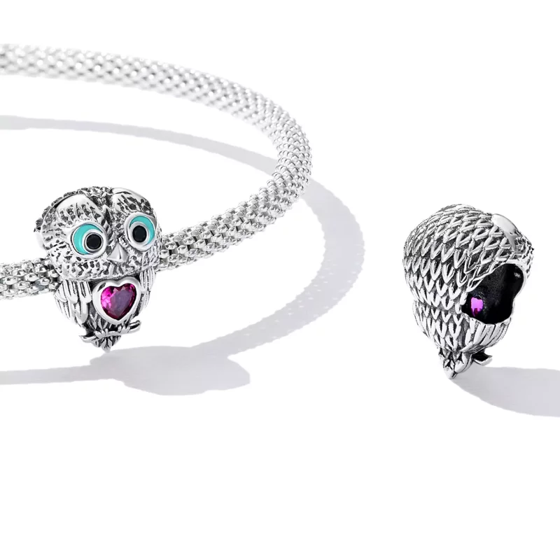 (afbeelding voor) Pandora Style Schattige Uil Bedel - SCC2253 - Bekijken 4