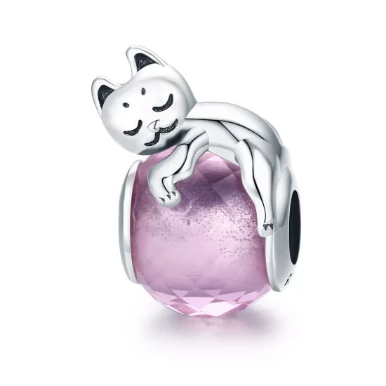 (afbeelding voor) Pandora Style slapende kat Bedel - SCC447