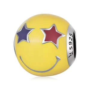 Pandora Style Star Eye Smiley Bedel - SCC2190 (afbeelding voor) Pandora Style Star Eye Smiley Bedel - SCC2190