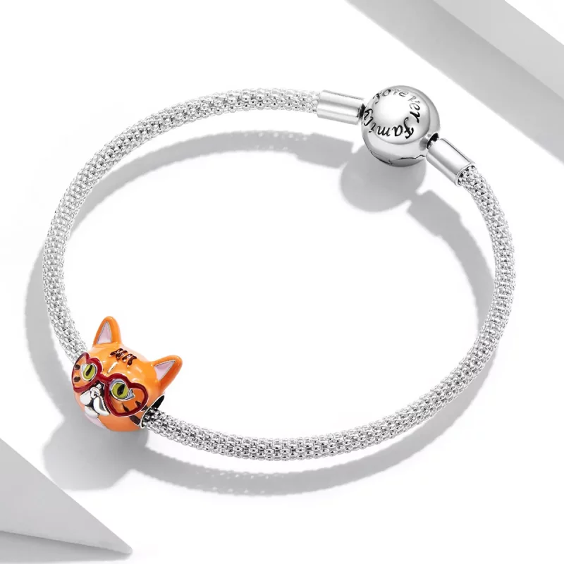 (afbeelding voor) Pandora Style Sweetheart Grote Oranje Kat Bedel - SCC2092 - Bekijken 3