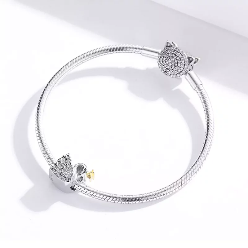 (afbeelding voor) Pandora Style Two-tone Prinses Zwaan Bedel - SCC1343 - Bekijken 3