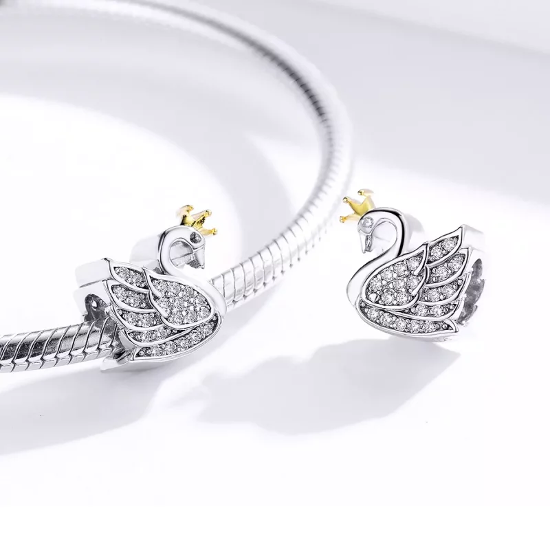 (afbeelding voor) Pandora Style Two-tone Prinses Zwaan Bedel - SCC1343 - Bekijken 4