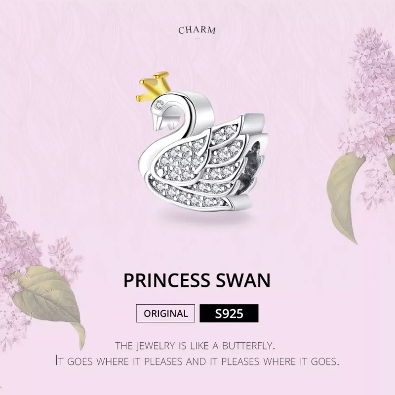 (afbeelding voor) Pandora Style Two-tone Prinses Zwaan Bedel - SCC1343 - Bekijken 6