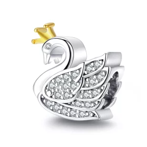 (afbeelding voor) Pandora Style Two-tone Prinses Zwaan Bedel - SCC1343
