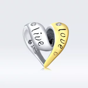 Pandora Style Two-tone Verliefd Bedel - BSC227 (afbeelding voor) Pandora Style Two-tone Verliefd Bedel - BSC227