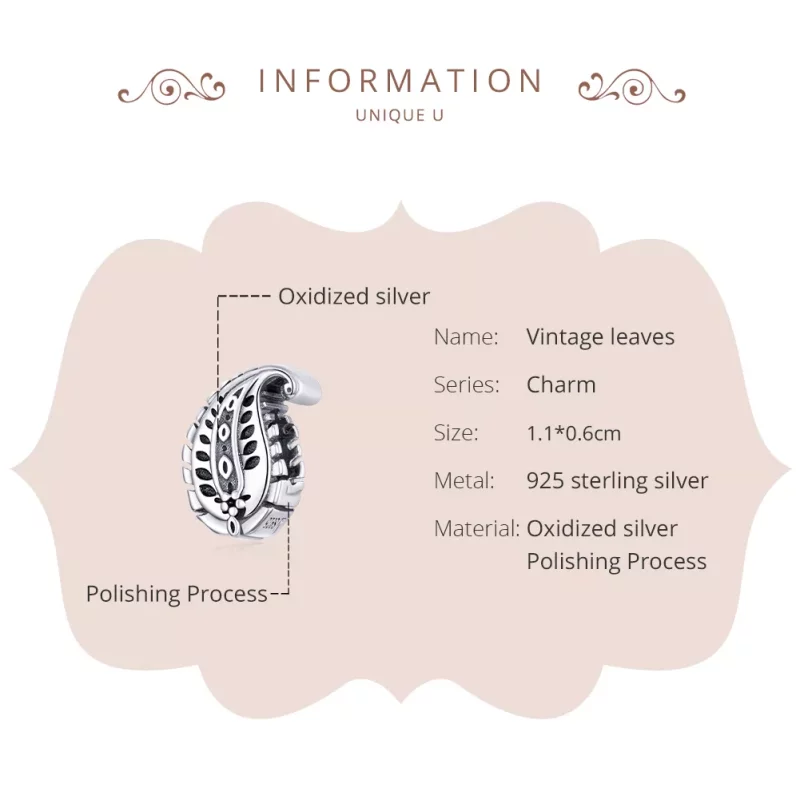(afbeelding voor) Pandora Style Vintage Bladeren Bedel - SCC1824 - Bekijken 6