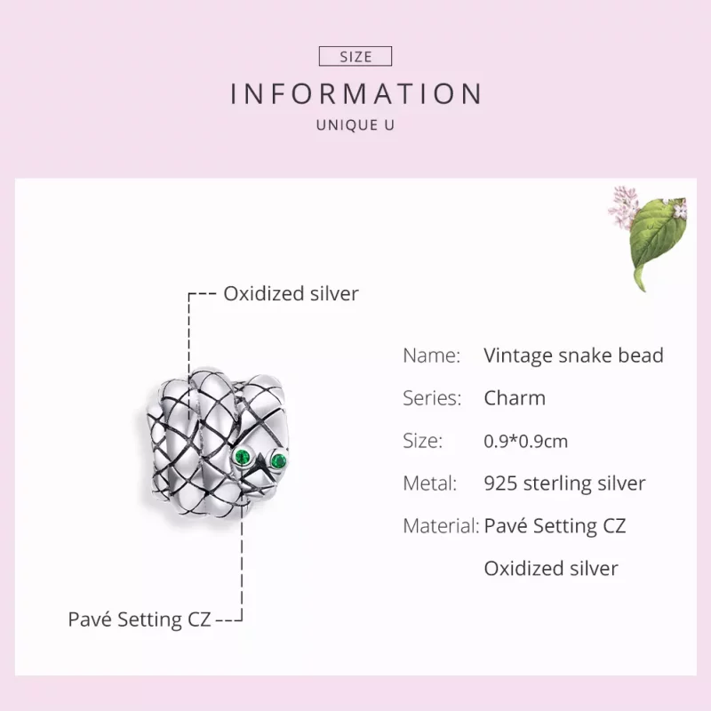 (afbeelding voor) Pandora Style Vintage Slang Bedel - SCC1770 - Bekijken 7
